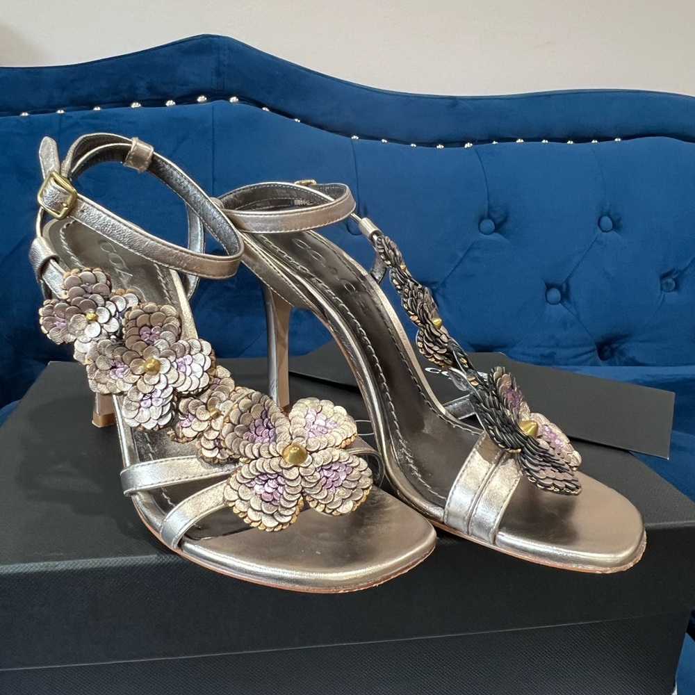 Coach Bianca Metallic sandals.
